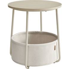 White Small Tables Vasagle Round End With Fabric Basket Small Table