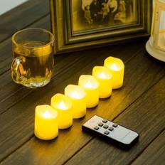 Set of 6 White Flickering Flameless Candles with Remote Control and Timer Function