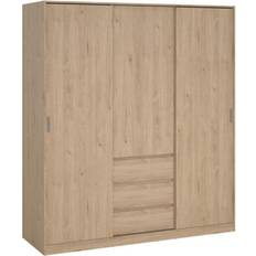 Tvilum Esla Scandinavian Matt Jackson Hickory Oak Effect 3 Drawer Large Triple Sliding Door 2004mm 1770mm 600mm Wardrobe