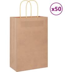 Brown Wrapping Paper & Gift Wrapping Supplies vidaXL Paper Bags 50 pcs with Handles 15x8x21 cm