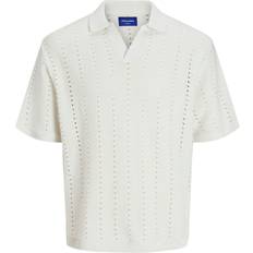 Jack & Jones Polotrøjer Jack & Jones Aros Knit Easter SS Crochet Polo Hvid