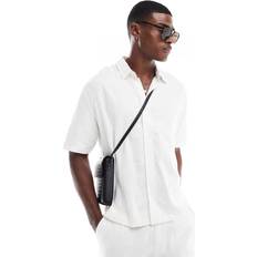 Bershka Skjorta I Linnerikt Material Del Av Set - Vit/A