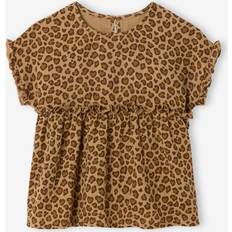 Organic Cotton Blouses & Tunics Children's Clothing Vertbaudet Printed Cotton Gauze Blouse - Beige