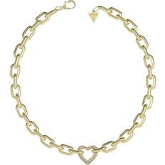 Guess Jewellery Guess Pavé Set Heart Chain Necklace - Gold