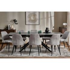 Oak Furnitureland Dining Sets Oak Furnitureland Trento Grey Ceramic Extending Table 8 Aria Dining Chairs Dining Set