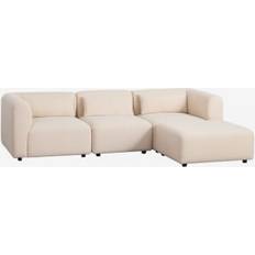 Sklum Modular De 3 Piezas Con Puff Fogler Borreguito Beige Crema Sofá