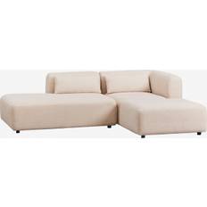 Sklum Modular Esquinero 2 Piezas Con Diván Izquierdo Y Puff Fogler Borreguito Beige Crema Sofá