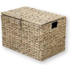 Paniers CaliCosy Coffre de Rangement avec Couvercle et Poignées Beige L50 x P35 x H34 cm Panier