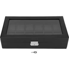 Konnwei Watch Organizer 12 Slots Black Carbon Fiber