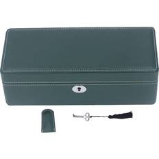 Konnwei 4 Slot Watch Box Organizer with Key Microfiber Leather Green