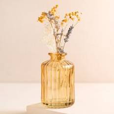 Amber Ribbed Glass Mini Bottle One Size