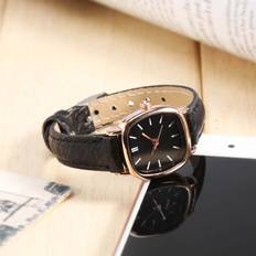 Women Analog Quartz Watch PU Strap Alloy Case Female Wristwatch