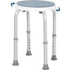 Blue Shower Stools Homcom Aluminium 360° Swivel Shower Stool Blue & White