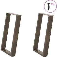 vidaXL Spisebordsben U-formet 2 stk Naturstål 60x(72-73) cm Stål Bordben