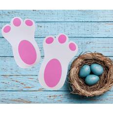 PMS Large Bunny Feet 6 Foam Rabbit Footprints - White Easter Decoration