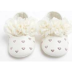 Faux Leather Ballerinas Children's Shoes River Island Baby Girls Flower Ballet Pumps - Cream