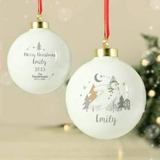 Ceramic Christmas Tree Ornaments Personalised Memento Company Custom Personalised The Snowman Magical Adventure Ceramic Bauble Christmas Tree Ornament