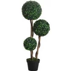 Artificial Plants Homcom 90cm Decorative Boxwood Topiary Ball Potted Tree Artificial Plant