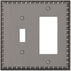 Switches Amertac Amerelle 90TRAN Egg & Dart Wallplate 1 Toggle 1 Rocker Cast Metal Antique Nickel 1-Pack