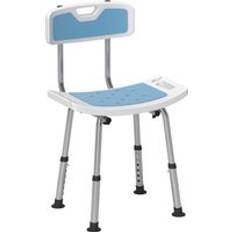 Blue Shower Stools Homcom Height Adjustable Shower Stool with Backrest
