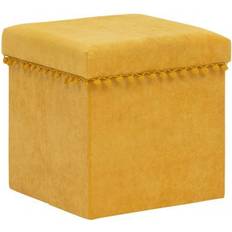 Poufs Atmosphera Poef Krukje Hocker Arabic Opvouwbare Opslag Box Fluweel Okergeel D38 x H38 cm