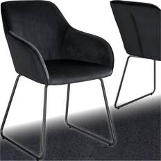 Adjustable Seat Kitchen Chairs tectake Dining Jeane Velvet Look Black Kitchen Chair