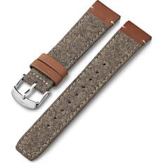 Timex Watch Straps Timex Timex 20mm Fabric Genuine Leather Strap Tan Brown Silver-Tone Buckle