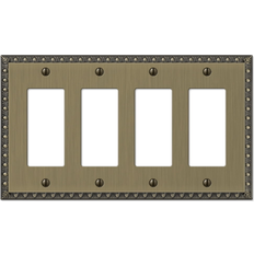 Switches Amertac Amerelle 90R4BB Egg & Dart Wallplate 4 Rocker Cast Metal Brushed Brass 1-Pack