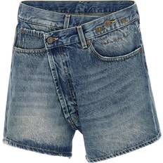 Blue Loose Crossover Denim Shorts - Bain Blue