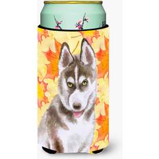 Grey Bottle Coolers Caroline's Treasures Siberian Husky Grey Fall Decorative Can Hugger Tall Boy Multicolor Bottle Cooler