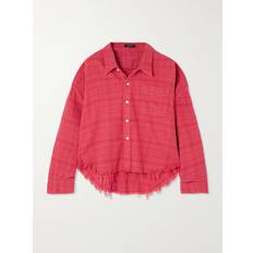 Cropped Long-Sleeve Shirt - Overdyed Fuxia Plaid