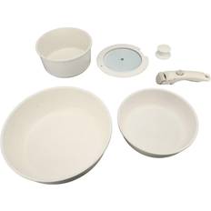 Konnwei Nonstick Pots and Pans Detachable Handle Maifan Stone Cookware Set with lid