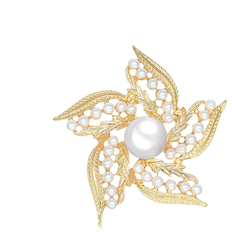 Pearl - Women Brooches Exogio Fashion Imitation Pearl Flower Brooches - White