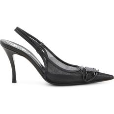 Diesel Pumps Diesel D-Venus Escarpins À Bride Arrière En Mesh Bordé De Cuir - Noir