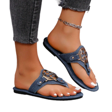 Canvas Slippers & Sandals Shein Womens Camouflage Butterfly Embroidery Flat Sandals With Round Buckle Open Toe SlipResistant Flip Flops For Outdoor And Indoor Use