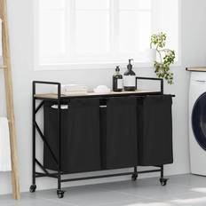 vidaXL Laundry Basket 3 Compartments with Wheels Sonoma Oak