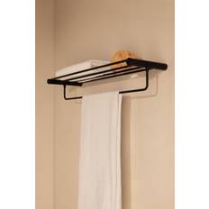 Sklum Toallero De Pared Para Baño Con Balda En Acero Inoxidable Devon Negro