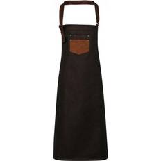 Aprons Premier Delantal Unisex Pechera De Piel - Negro/Denim