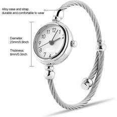 Analog Round Quartz Alloy Strap Open Bracelet Wristwatch