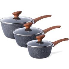 Non Stick Saucepan with Lid 3pcs 16cm x 18cm 20cm