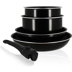 Cookware 5 Pièces Iris En Aluminium Noir Induction 2 Casseroles 16/18 cm 2 Poêles 22/26 cm Batterie de cuisine