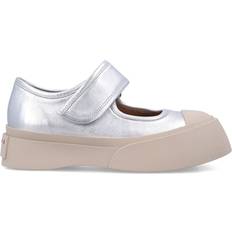 Marni Low Shoes Marni Leather Mary Jane Ballerina Flats - Silver