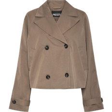 Pieces Carlett Short Trenchcoat - Brown Lentil