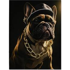 Glossy Glossy Jewelled Street Style Dog Canvas Multicolour Wall Decor