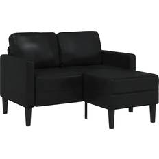 vidaXL 2-Personers Med Chaiselong L-Formet 125 cm Kunstlæder Sort Sofa 3 personers
