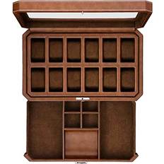 Rothwell 12-Fach Leder Uhrenbox mit Valet Schublade