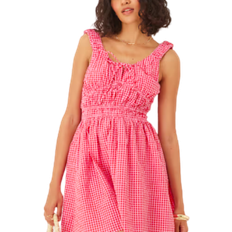 Checkered Dresses ASOS DESIGN Wide Strap Channel Waist Mini Sundress - Pink/Red