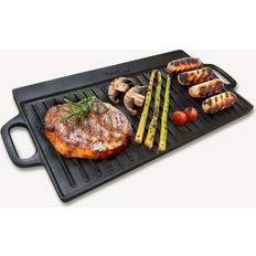 Black Grilling Pans Homiu Cast Iron Griddle Plate 50 x 23 cm