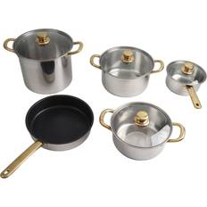 Konnwei Stainless Steel Pots and Pans Ergonomic Golden Handle Cookware Set with lid