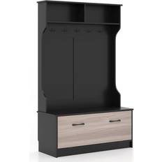 Klesstativ Med Benk Og 5 Doble Kroker 100 x 40 x 160 cm Svart Kleshenger 100x160cm